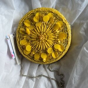 Yellow Beaded Women's Bag